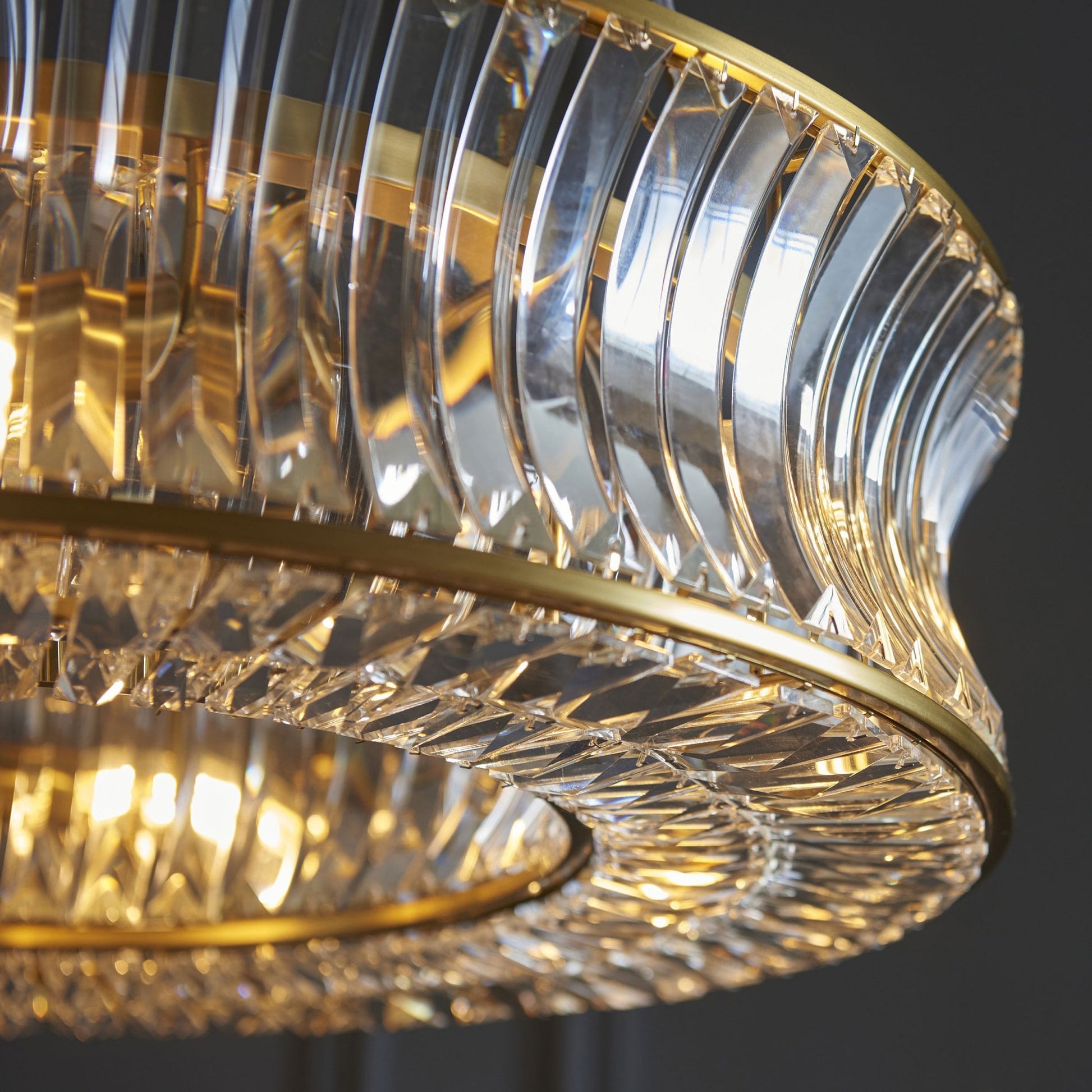Roco 6 Light Warm Brass and Crystal Pendant