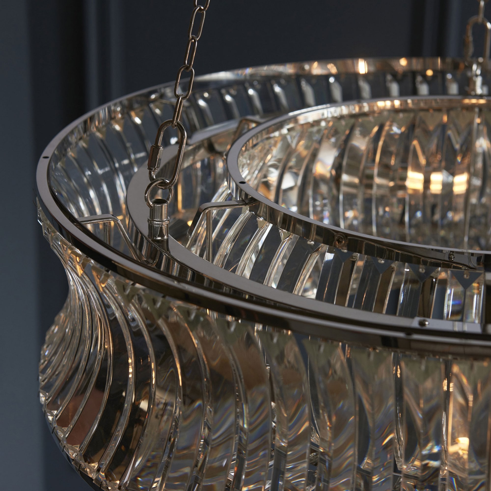 Roco 6 Light Nickel and Crystal Pendant