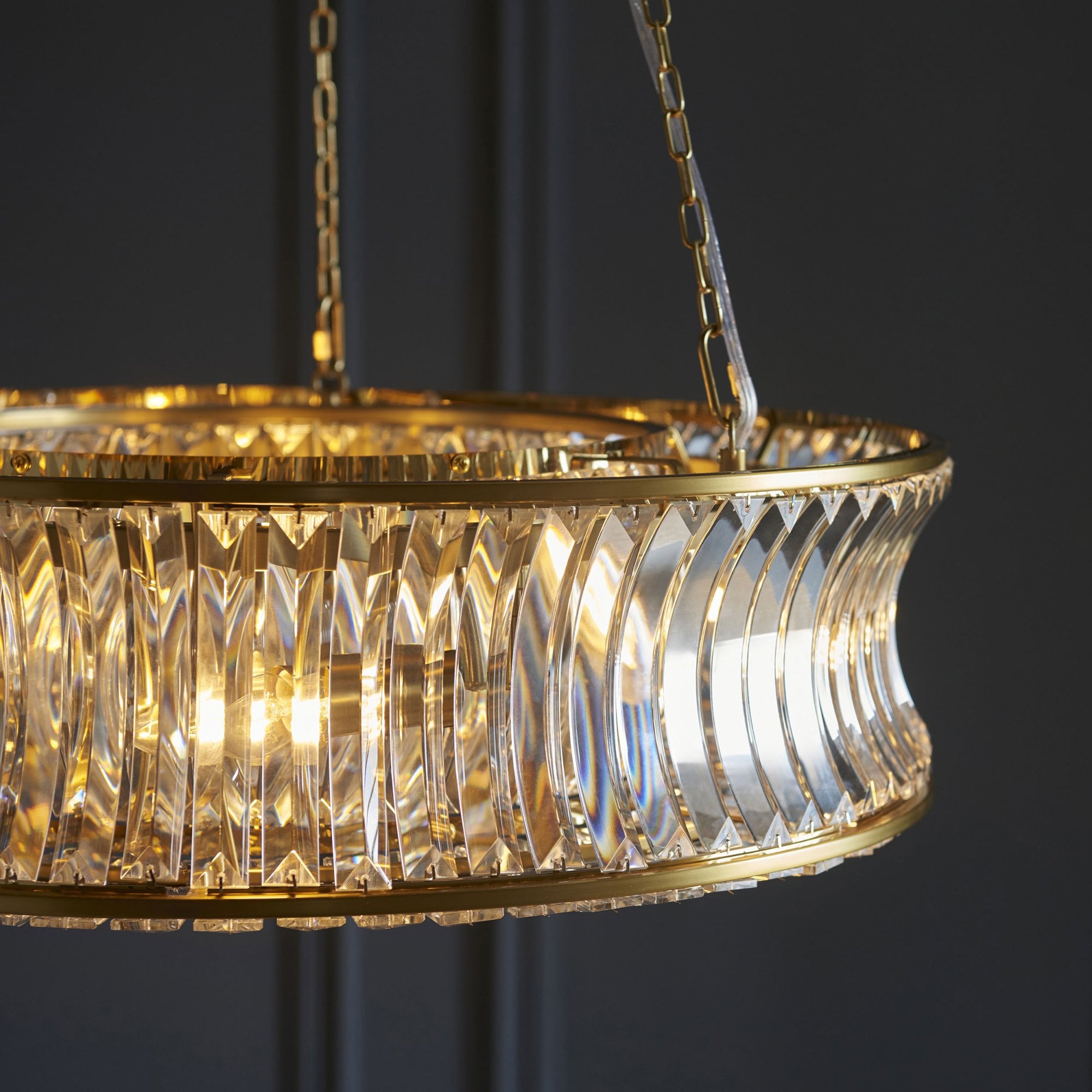 Roco 6 Light Warm Brass and Crystal Pendant