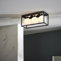 Envision 3/4Lt Centre Ceiling Light IP44 - Matt Black & Opal