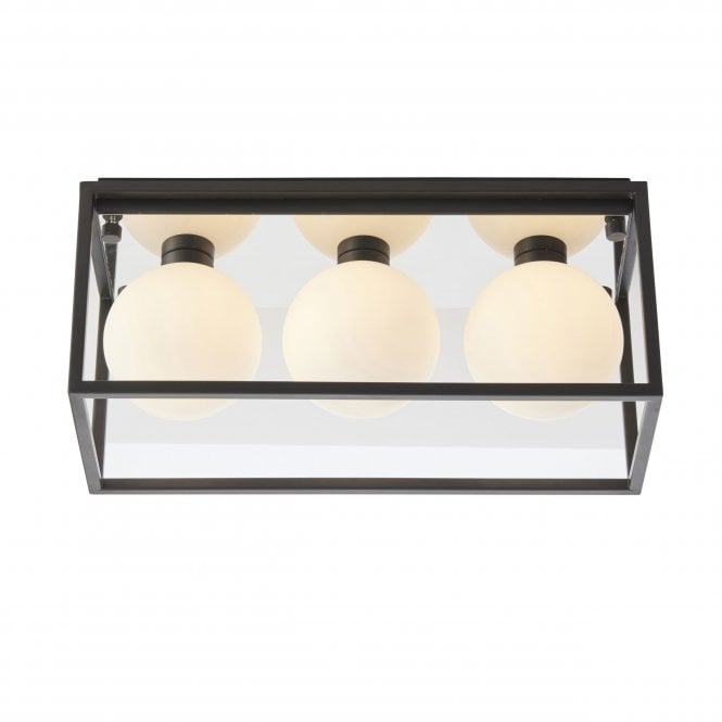 Envision 3/4Lt Centre Ceiling Light IP44 - Matt Black & Opal