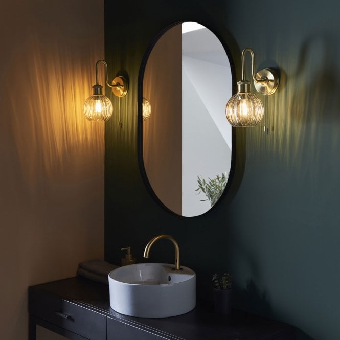 Wren IP44 Switched Wall Light in Satin Brass
