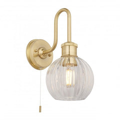 Wren IP44 Switched Wall Light in Satin Brass