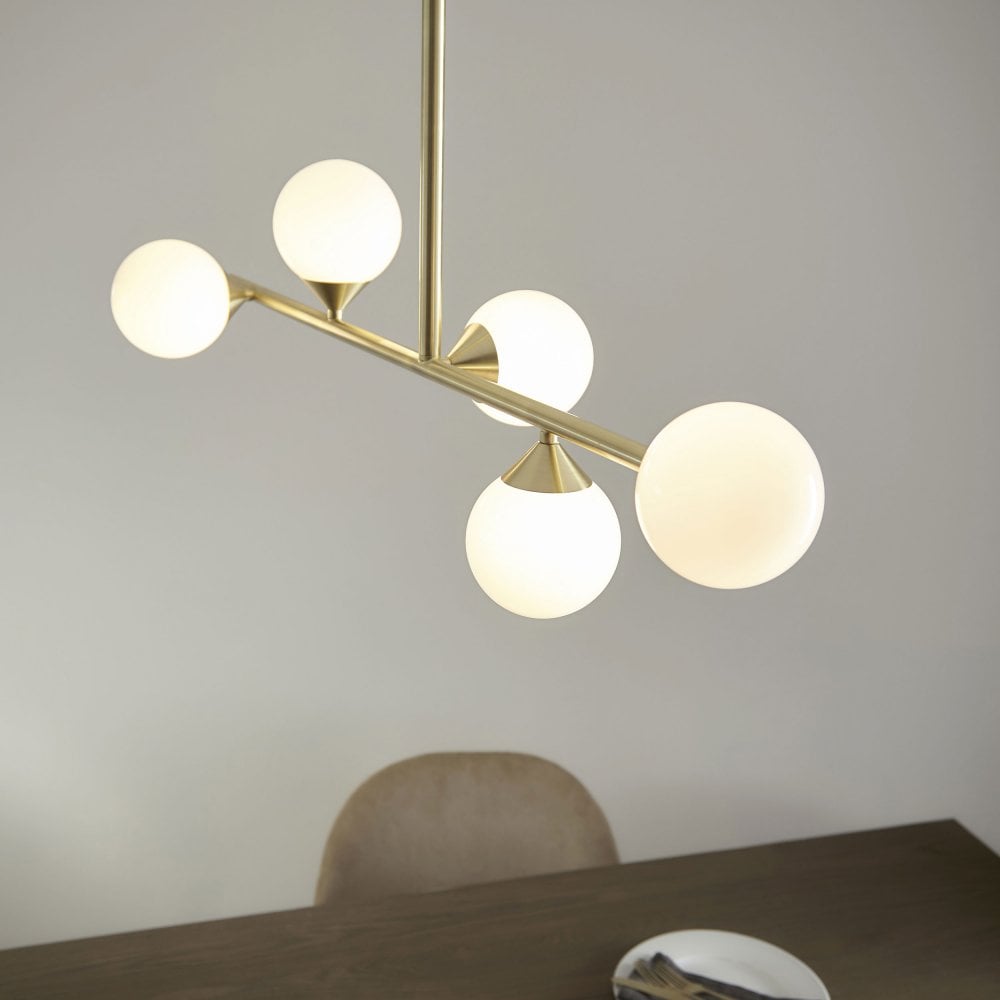 Gallant 5 Light Island Pendant - Black Chrome/Satin Brass