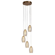 Cyclone 5/12lt Dimmable, Adjustable Pendant - Bronze/Chrome Metal & Champagne/Smoked/clear Glass