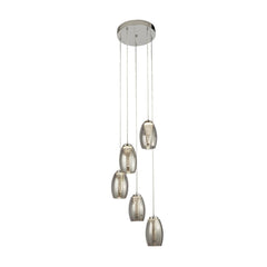 Cyclone 5/12lt Dimmable, Adjustable Pendant - Bronze/Chrome Metal & Champagne/Smoked/clear Glass