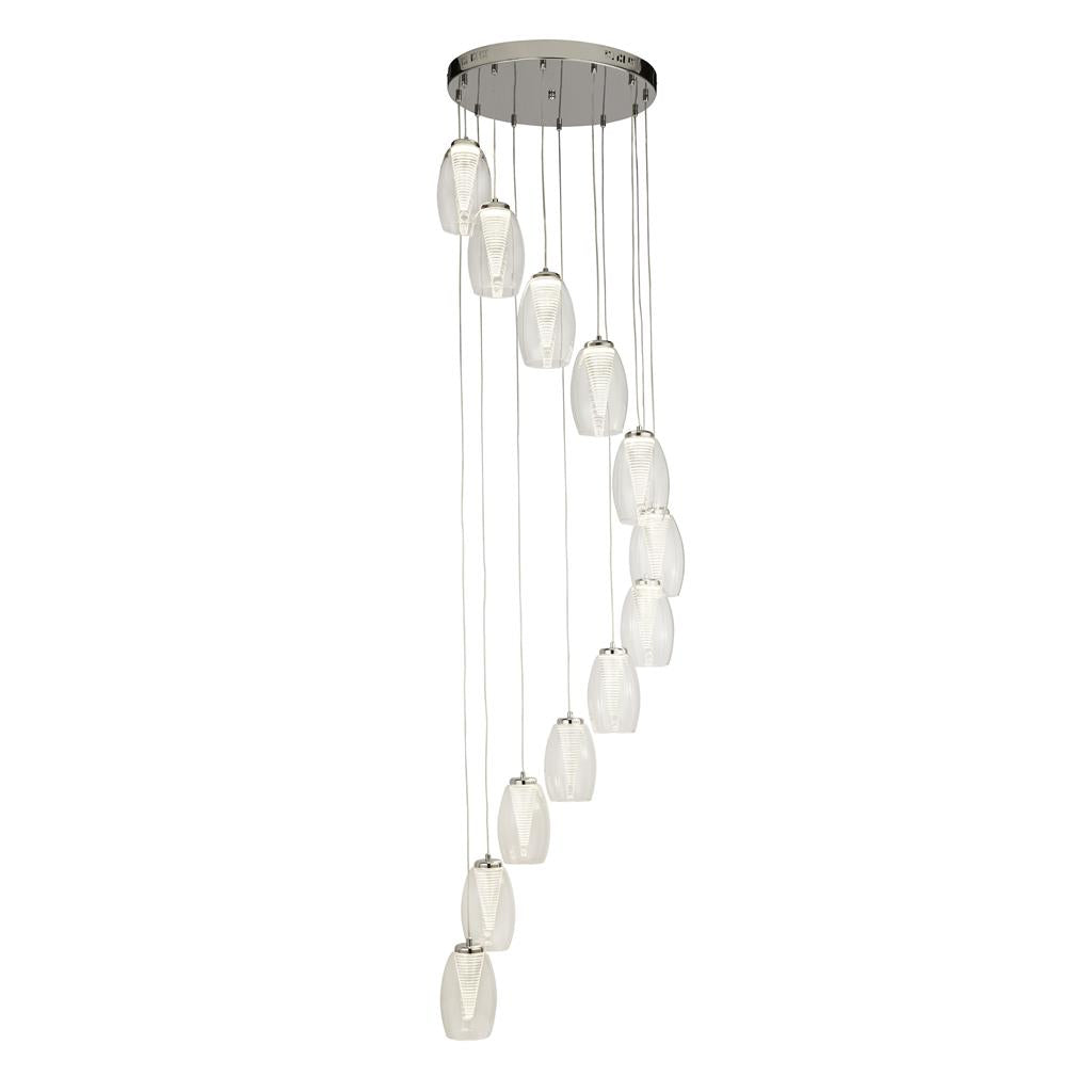 Cyclone 5/12lt Dimmable, Adjustable Pendant - Bronze/Chrome Metal & Champagne/Smoked/clear Glass