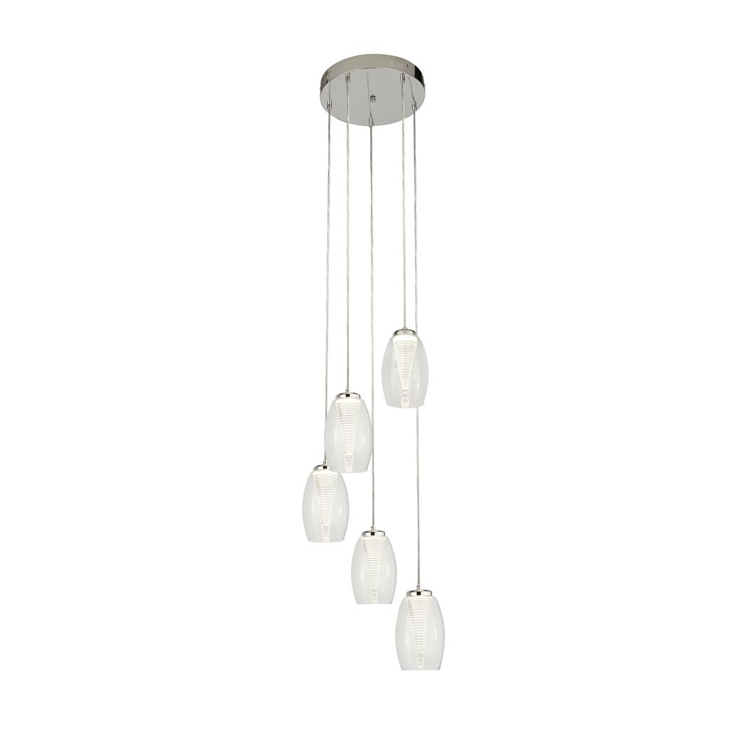 Cyclone 5/12lt Dimmable, Adjustable Pendant - Bronze/Chrome Metal & Champagne/Smoked/clear Glass