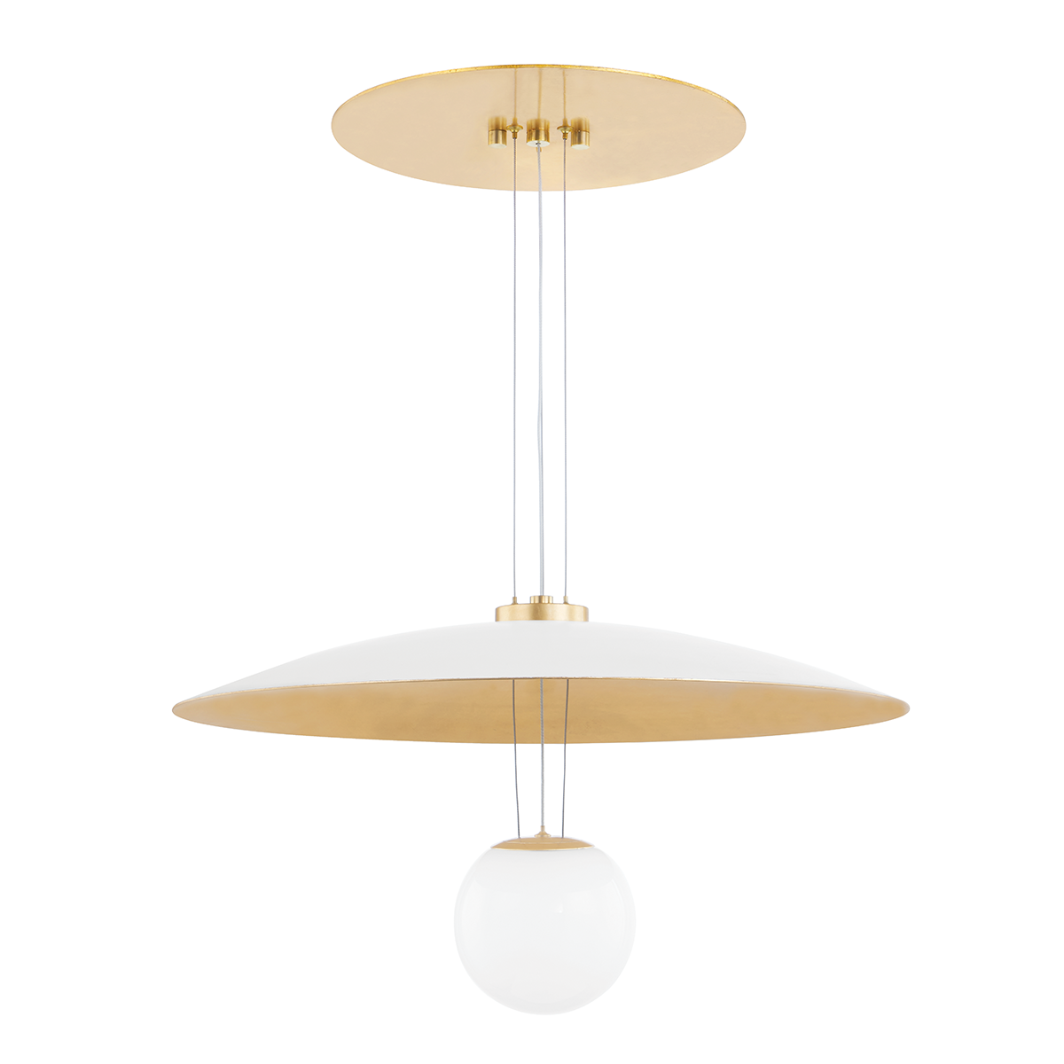 Brim LED Single Pendant - White & Gold