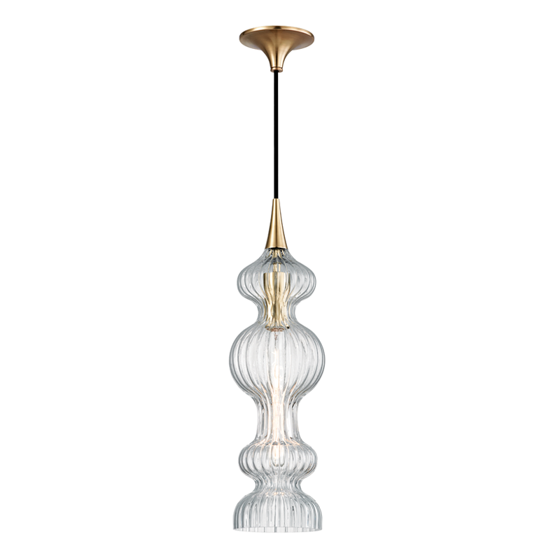 Pomfret 1Lt Pendant With Clear Glass- Aged Brass/ Polished Nickel