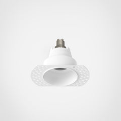 Trimless Slimline Round/Square Fixed Fire-Rated IP65 Bathroom Recessed Ceiling Light - Matt White Finish