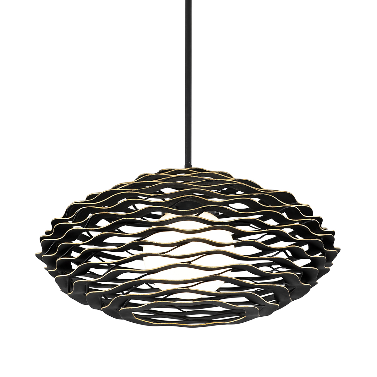 Luma 1Lt Pendant - Black & Gold Leaf
