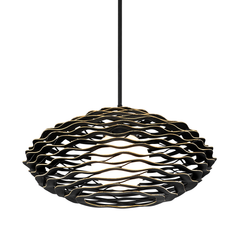 Luma 1Lt Pendant - Black & Gold Leaf