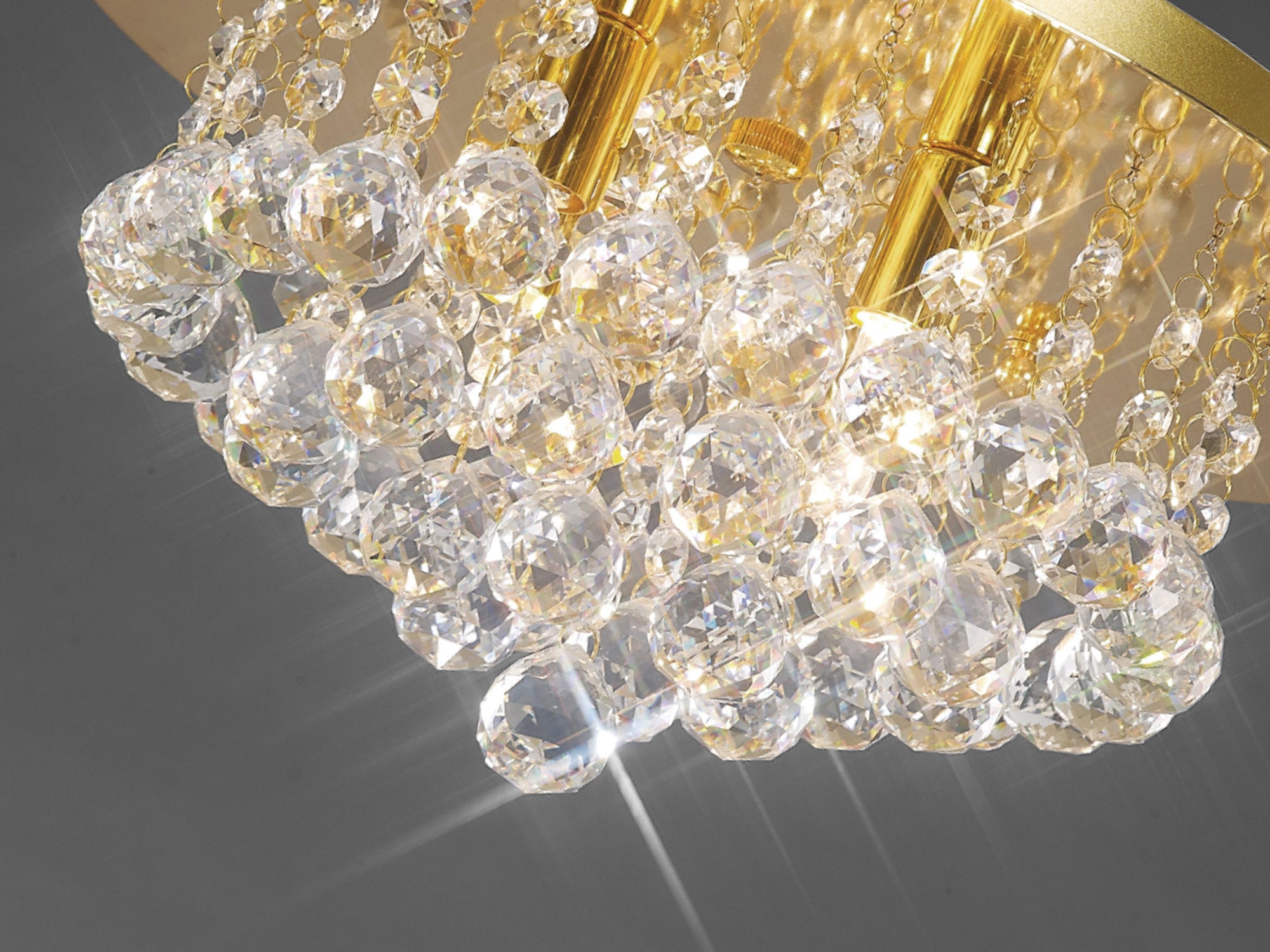 Dahlia Flush Ceiling, 350mm Round, 4 Light G9 Crystal French Gold CLEARANCE