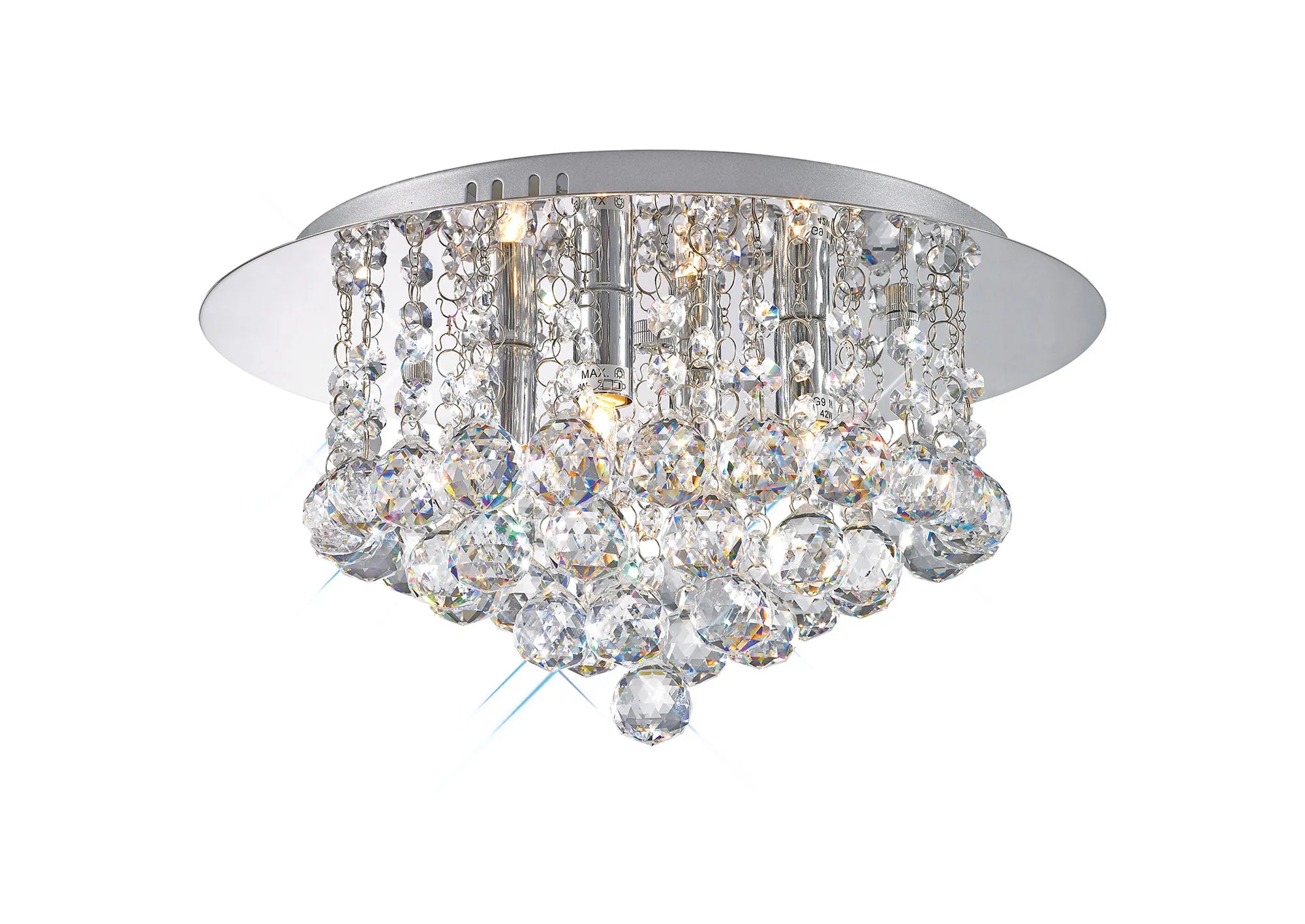Dahlia 4/6Lt Flush Ceiling Crystal Light-  French Gold/ Polished Chrome