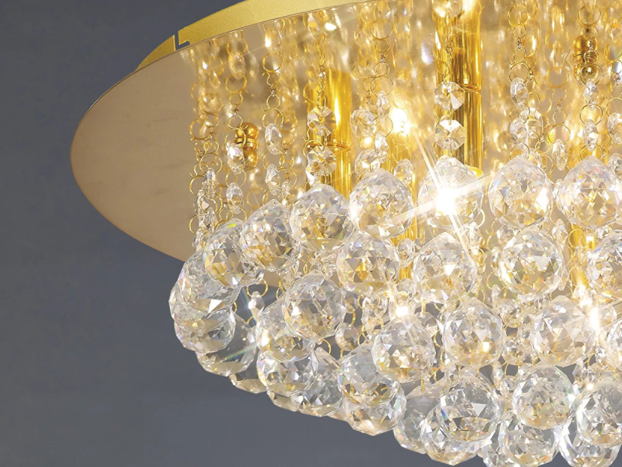 Dahlia 4/6Lt Flush Ceiling Crystal Light-  French Gold/ Polished Chrome