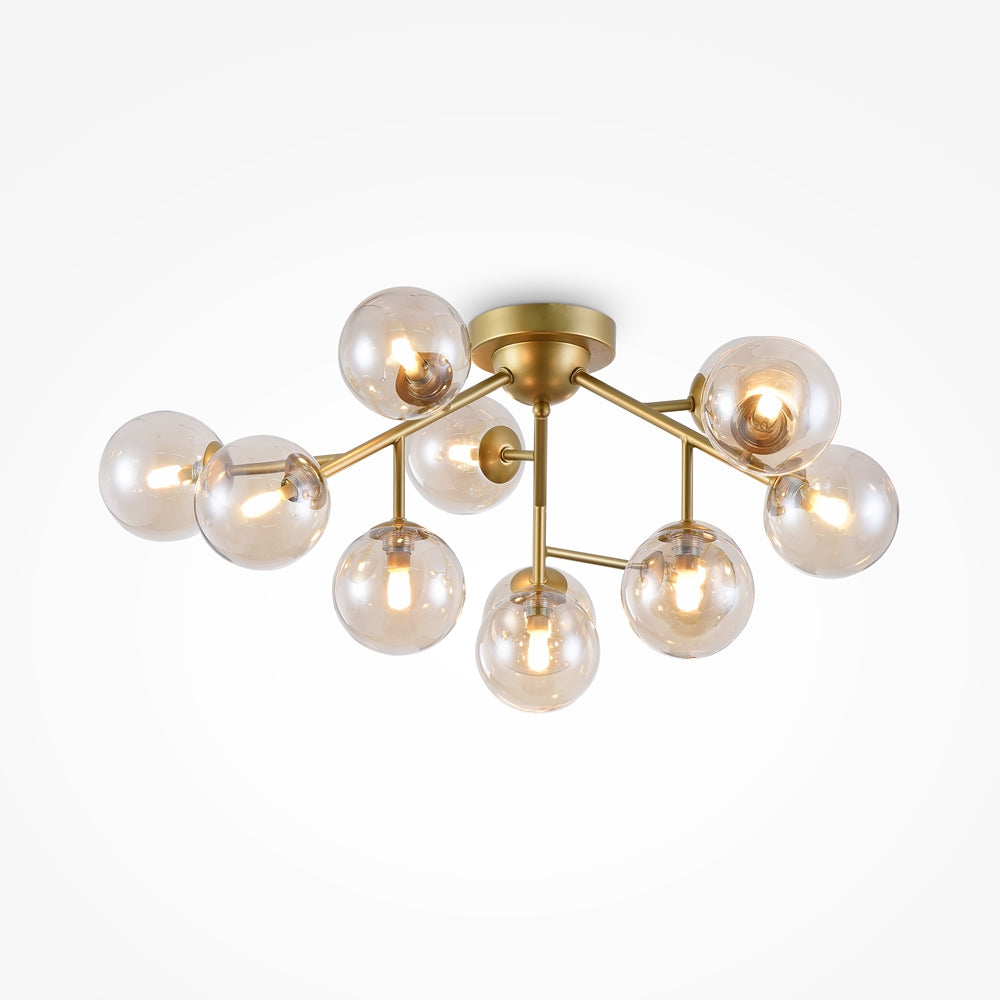 Dallas 12lt Flush Ceiling Light - Gold & Cognac Promotional Offer
