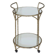 Danrich Drinks Trolley - Antique Gold & Mirrored Top Finish