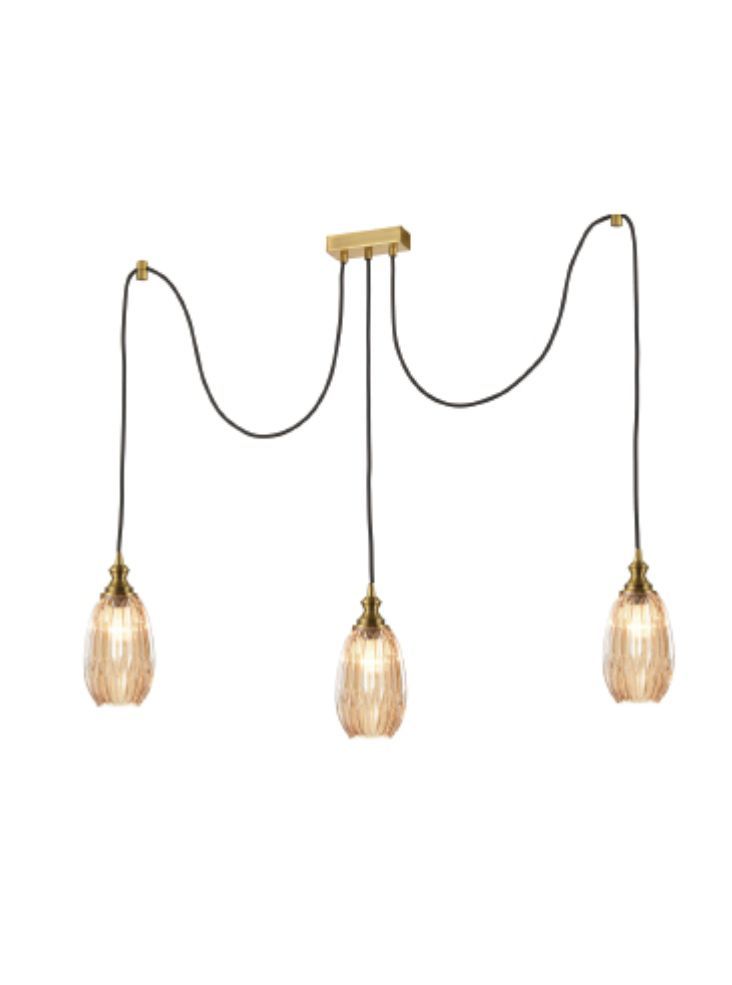 Dante 3Lt Medium/Large Cluster Ceiling Light - Matt White/Amber/smoked Finish IP20