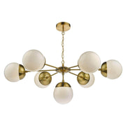 Dar Bombazine 7 Light Fitting Natural Brass & White Opal Glass - Cusack Lighting