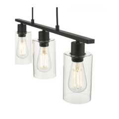 Miu 3 Light Bar Matt Black Glass - Cusack Lighting