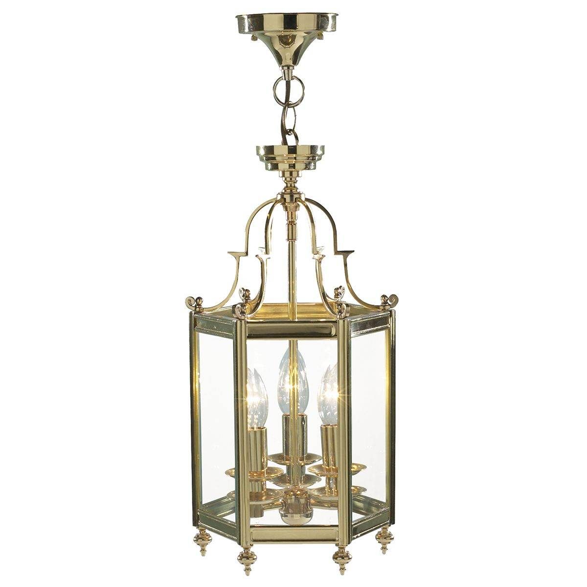 Moorgate Hexagonal Hall Lantern Dual Mount - Antique Brass/ Polished Brass