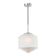 Dar Nisha 1 Light Pendant Polished Chrome And Frosted/Clear Glass - Cusack Lighting
