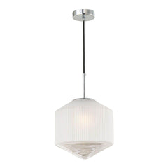 Dar Nisha 1 Light Pendant Polished Chrome And Frosted/Clear Glass - Cusack Lighting