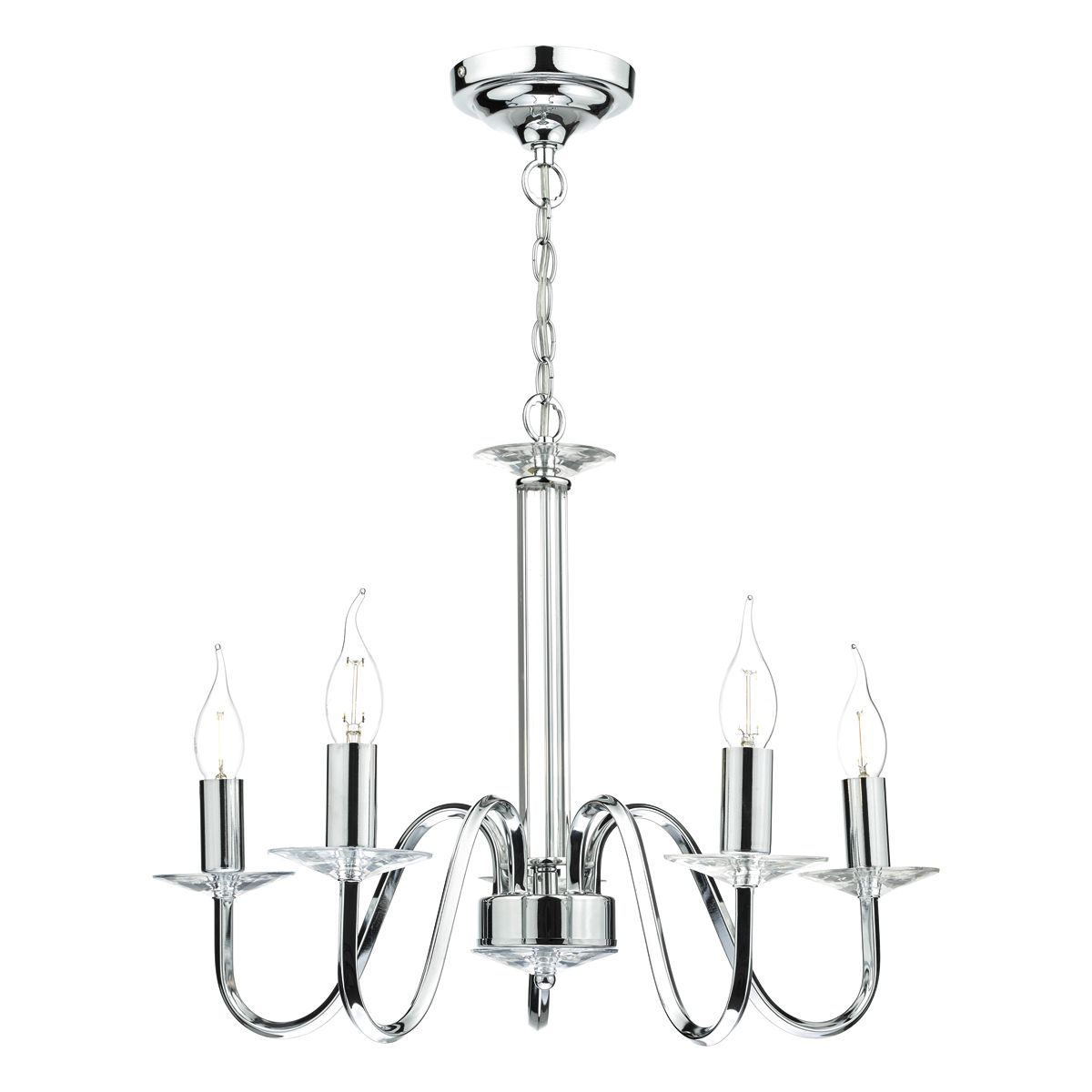 DAR Pique 5 Light Polished Chrome Clear Crystal Detail - Cusack Lighting