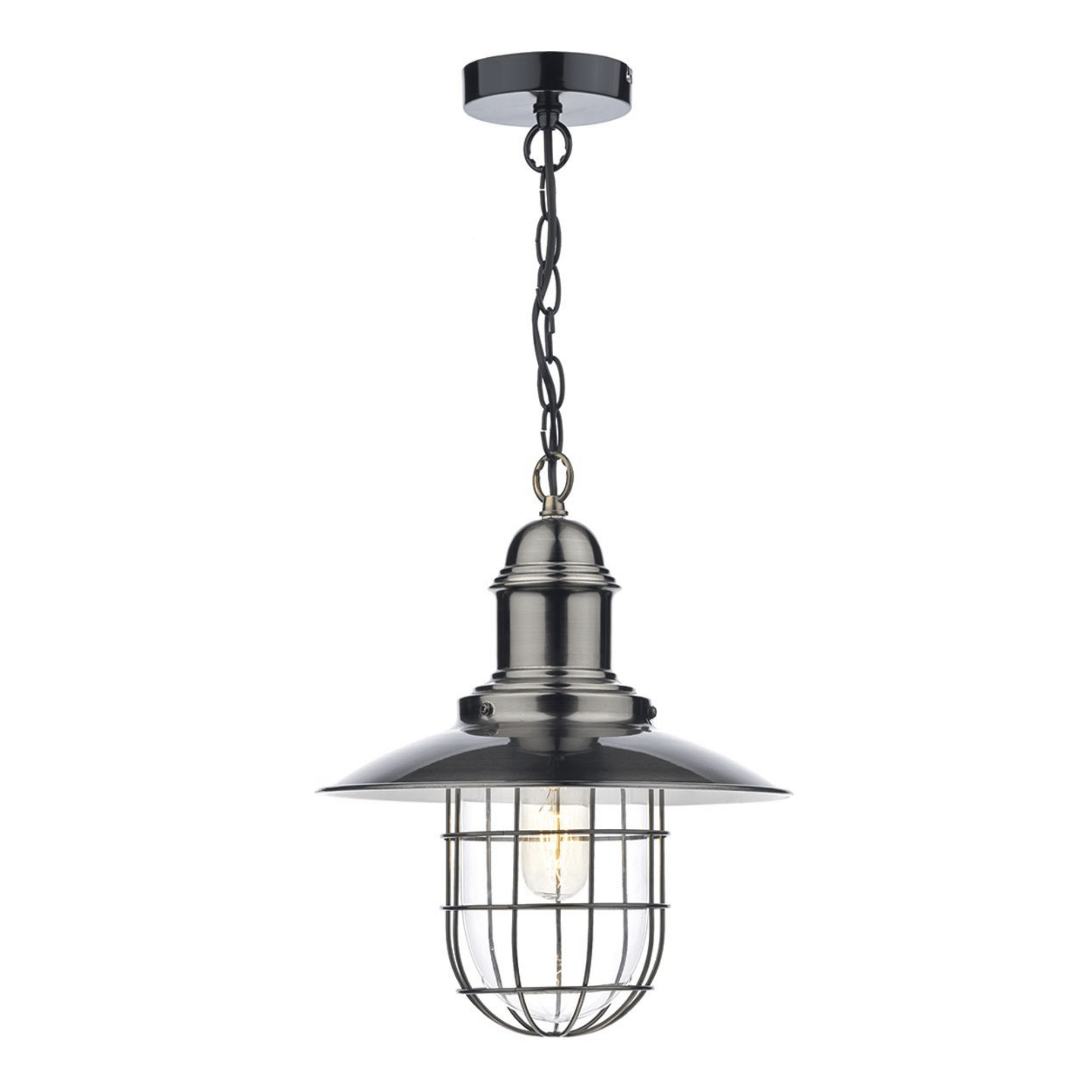 Terrace 1 Light Pendant Antique Chrome/Copper-Finish