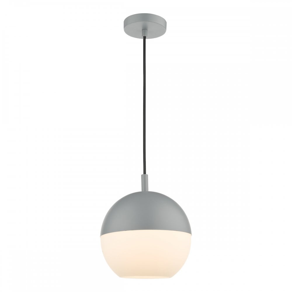 Andre 1 Light Single Pendant Grey/Brass Opal Glass
