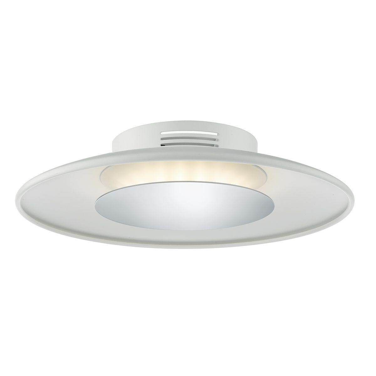 Dar Worcester LED Small Ceiling Flush White & Polished Chrome - Cusack Lighting