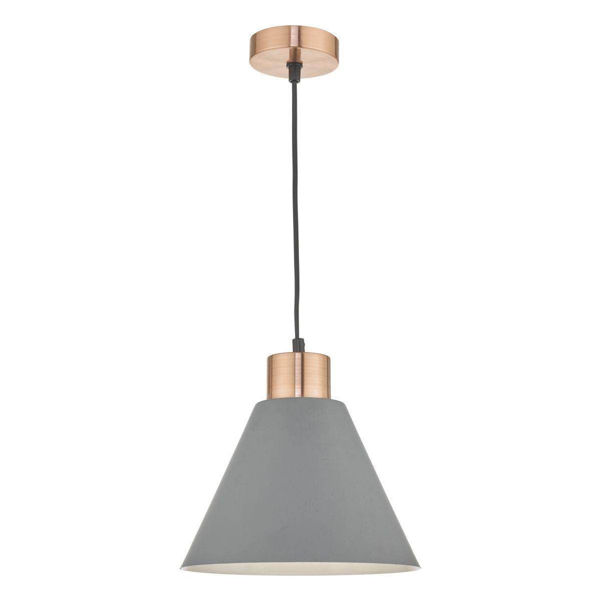 Dar Zocalo 1lt Pendant Grey & Copper - Cusack Lighting