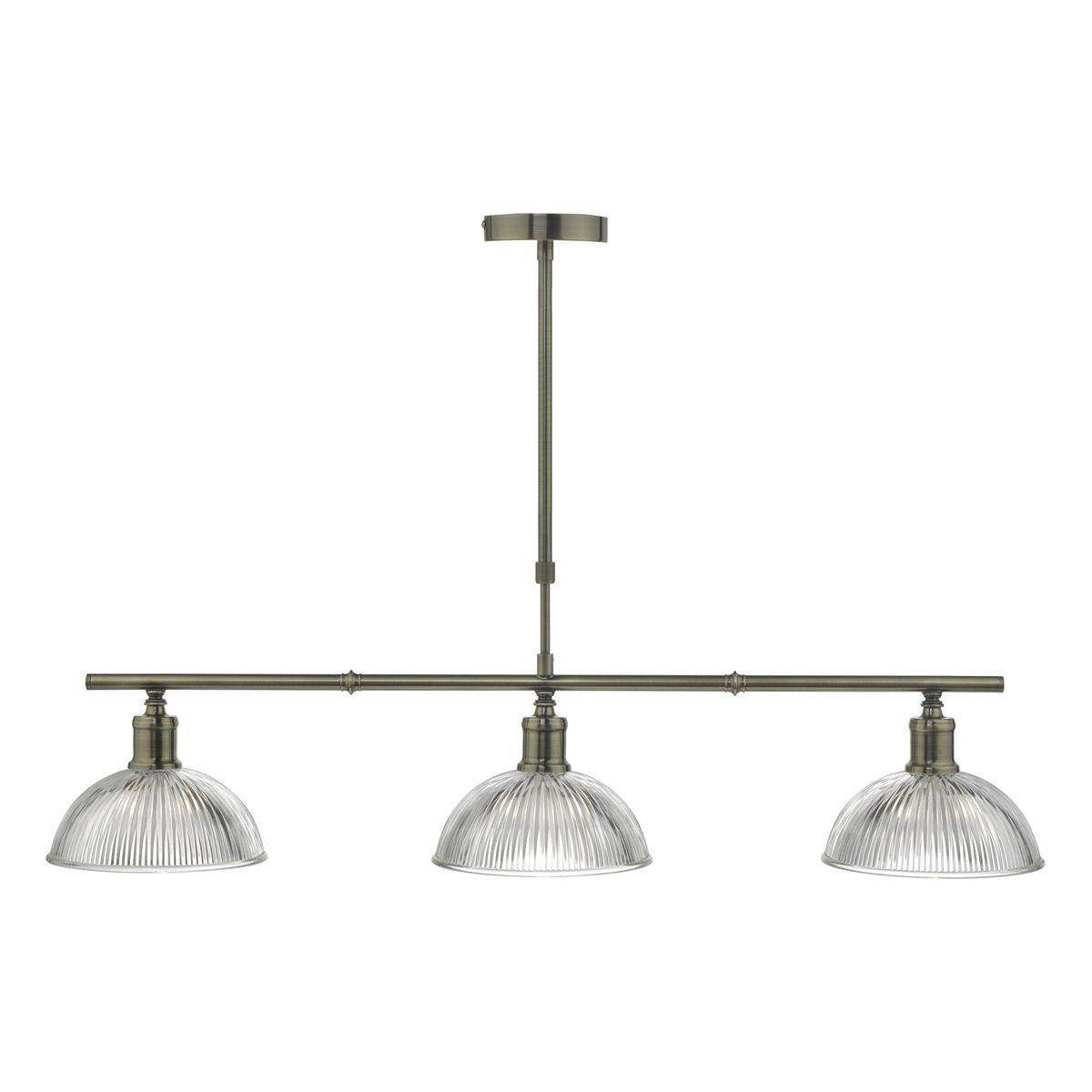 Dar Dara 3 Light Bar Fitting Antique Brass & Glass - Cusack Lighting