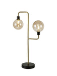 Darcy Table Lamp, 2 Light G9, Matt Black/Antique Brass/Cognac Glass