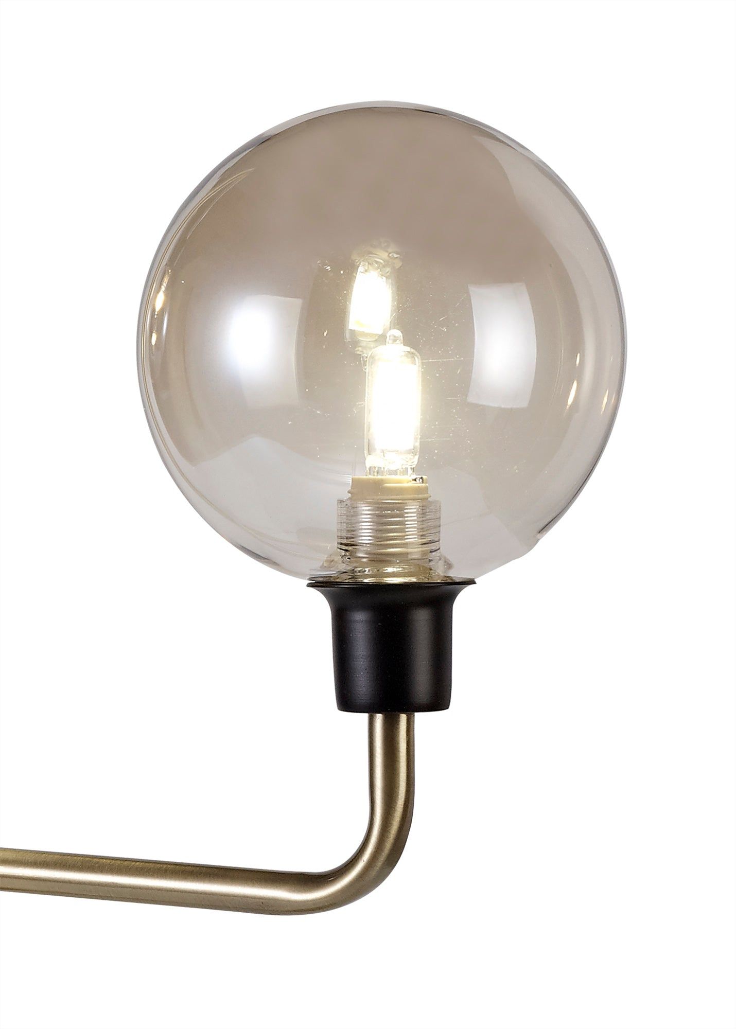 Darcy Table Lamp, 2 Light G9, Matt Black/Antique Brass/Cognac Glass