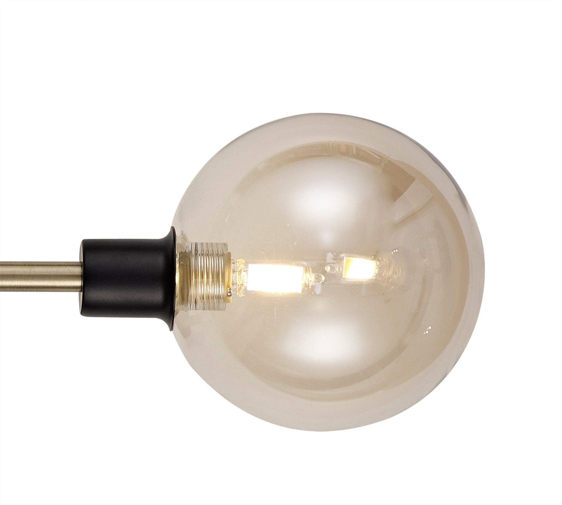 Darcy Wall Lamp, 2 Light G9, Matt Black/Antique Brass/Cognac Glass