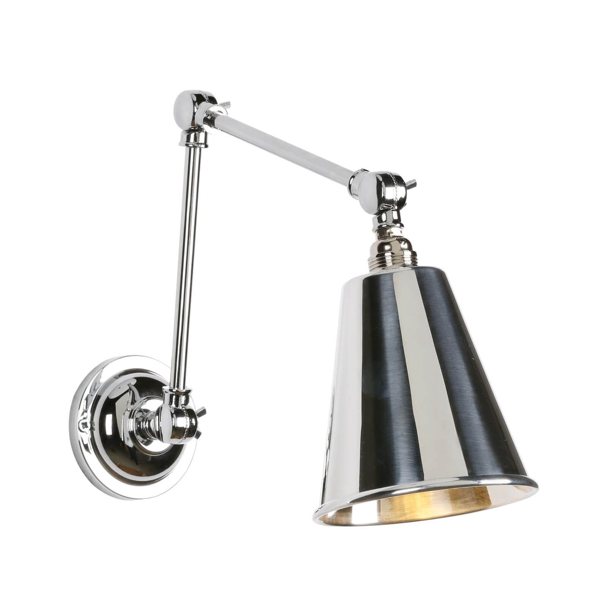 Hackney single wall light in polished chrome/antique brass - Finish