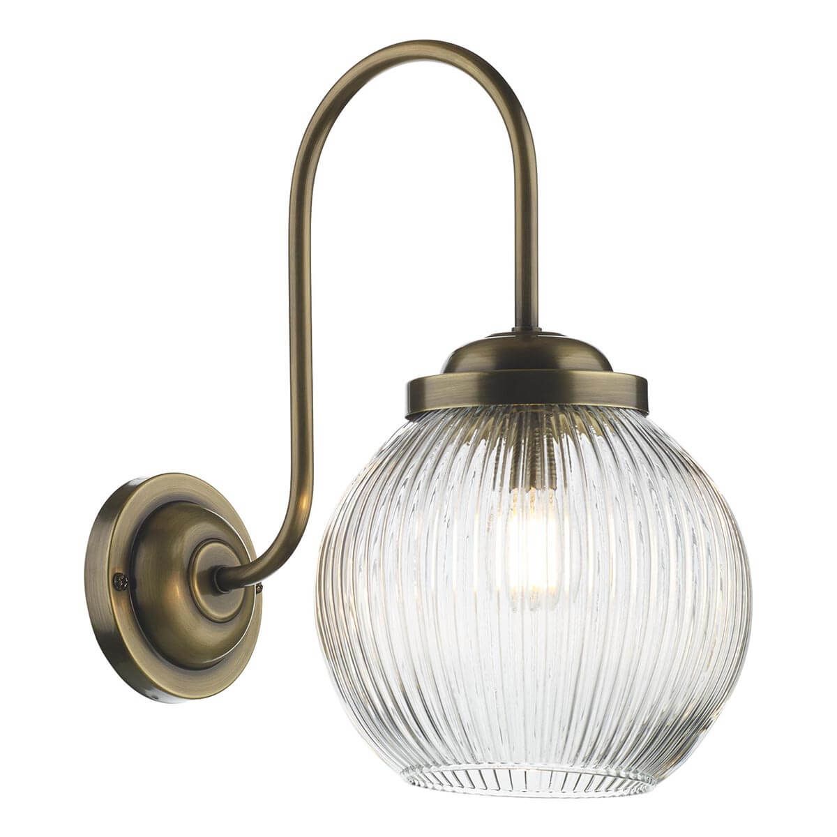 Henley Single wall light in Antique brass/Satin Chrome