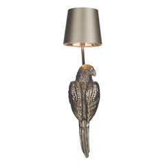 Parrot Single Wall Light in Bronze comes with bespoke shade, Left facing