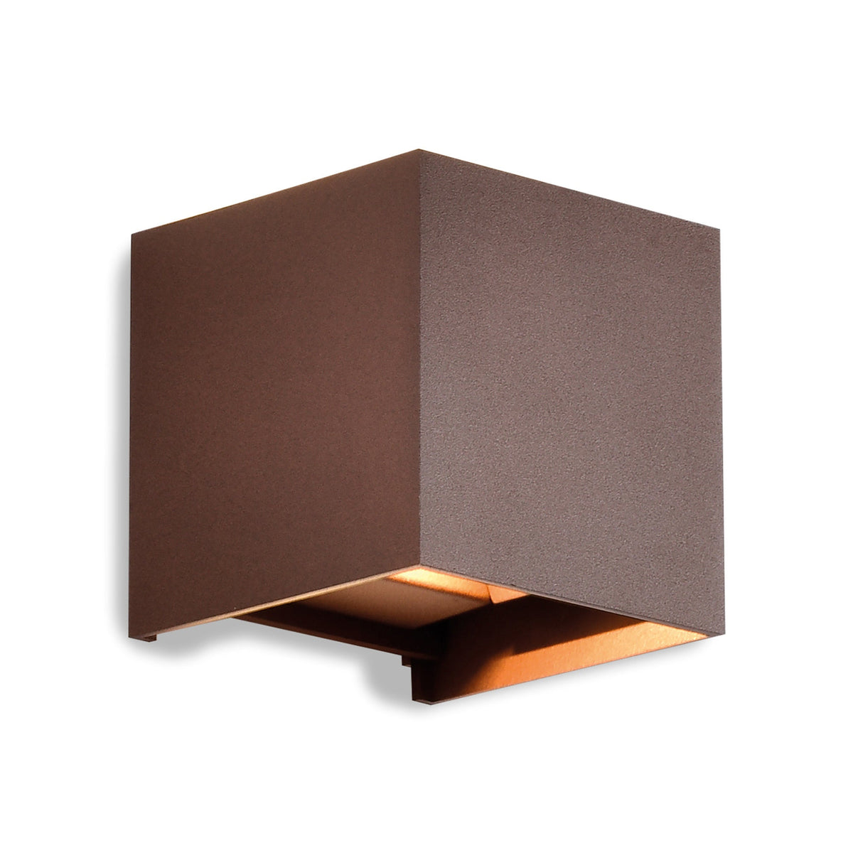 Davos Square Wall Lamp, 12W LED, 3000K, 1100lm, IP54, Corten, 3yrs Warranty - Cusack Lighting