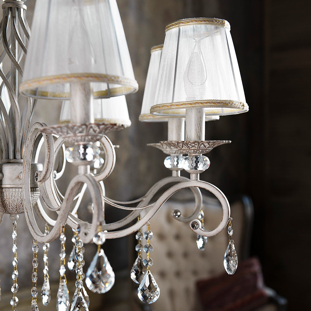 Grace 8Lt Chandelier - White with Gold finish