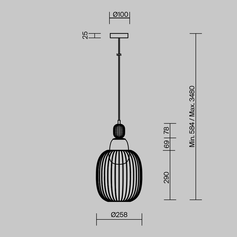 Levitation 1Lt Small/Large Single Pendant - Brass