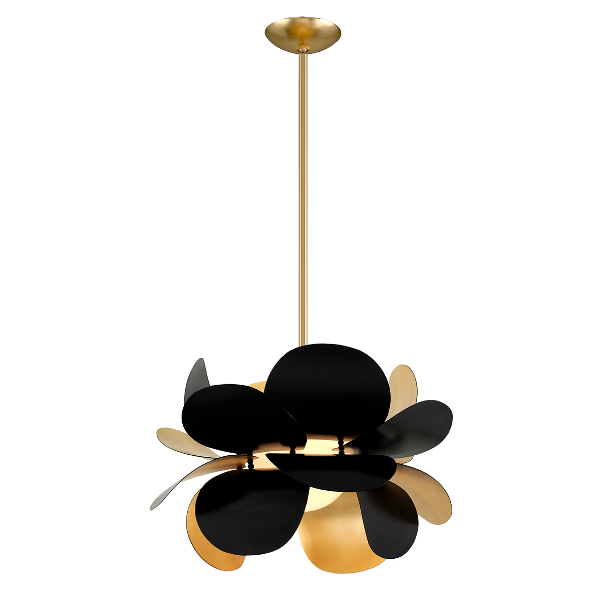 Ginger 1Lt Small/Large Pendant - Gold Leaf & Black