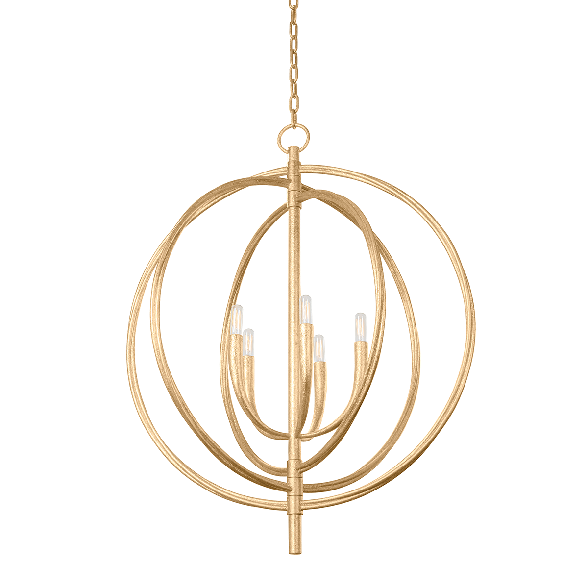 Fillea 5Lt Pendant - Black Iron/Gold Leaf
