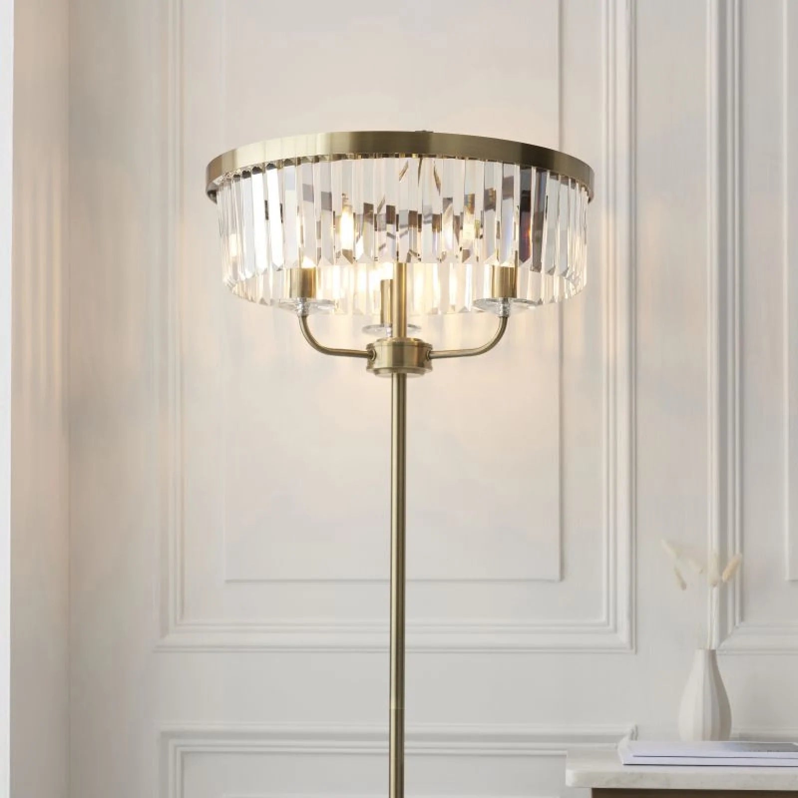 Regina Floor Lamp- Nickel/ Antique Brass Finish