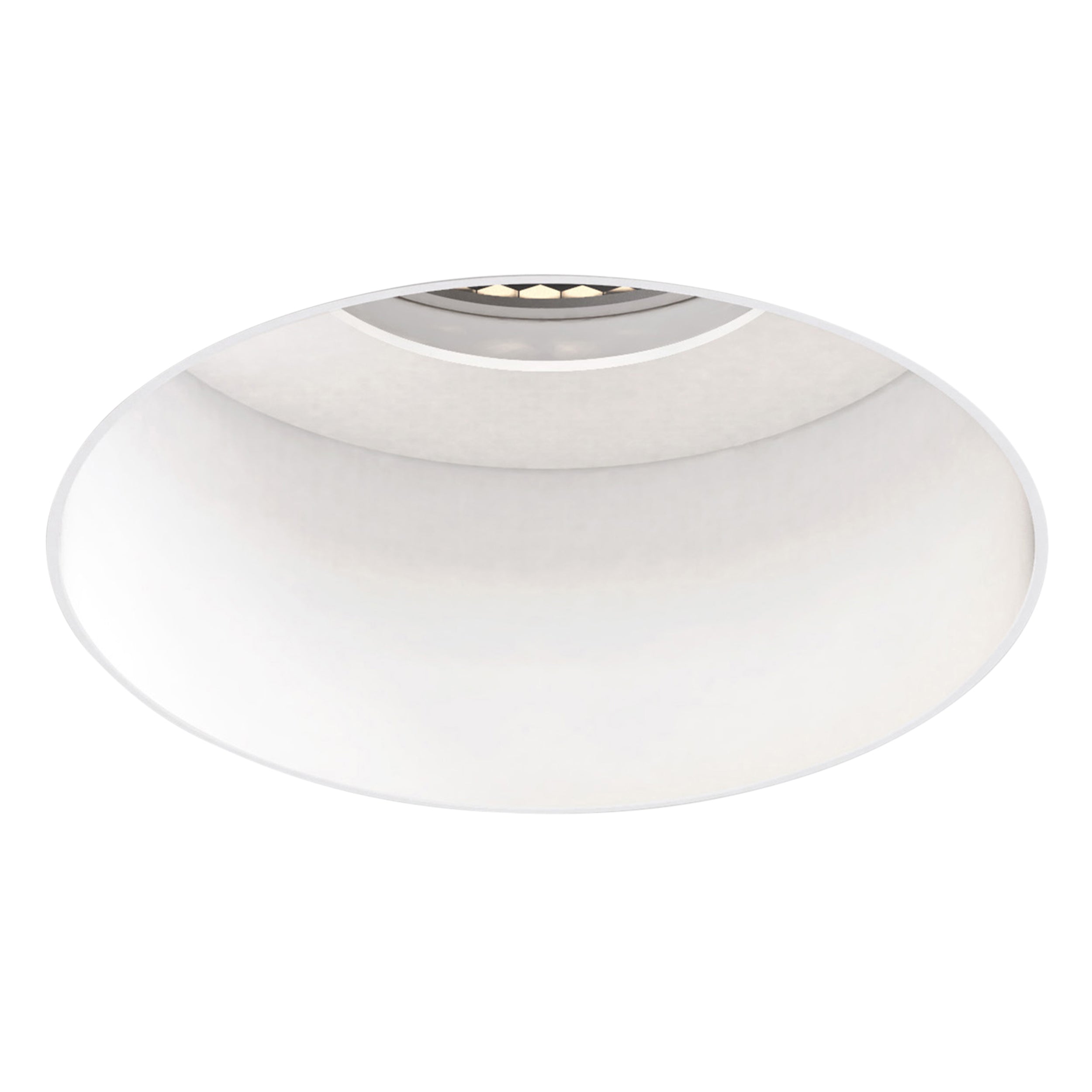 Trimless Slimline Round/Square Fixed Fire-Rated IP65 Bathroom Recessed Ceiling Light - Matt White Finish