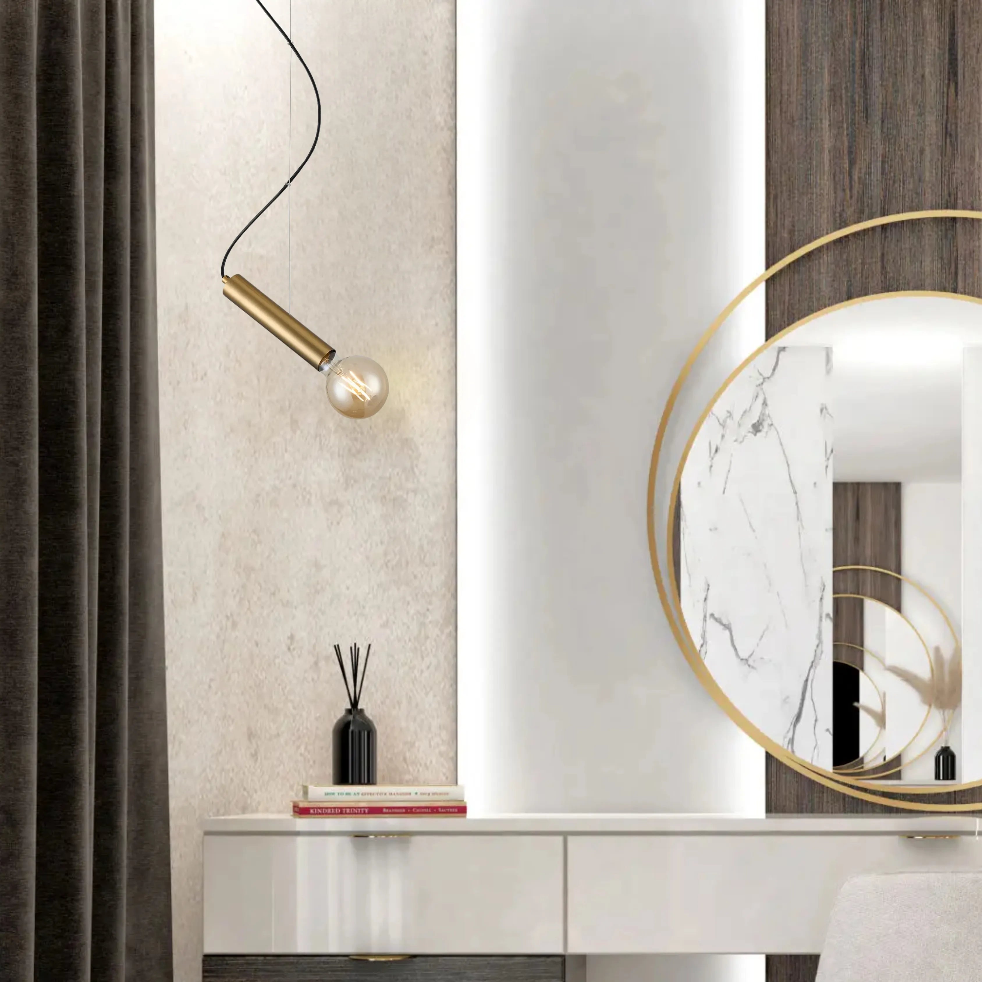 Taverley  1 Light Angled Pendant E27- Black/ Gold/ Nickel finishes
