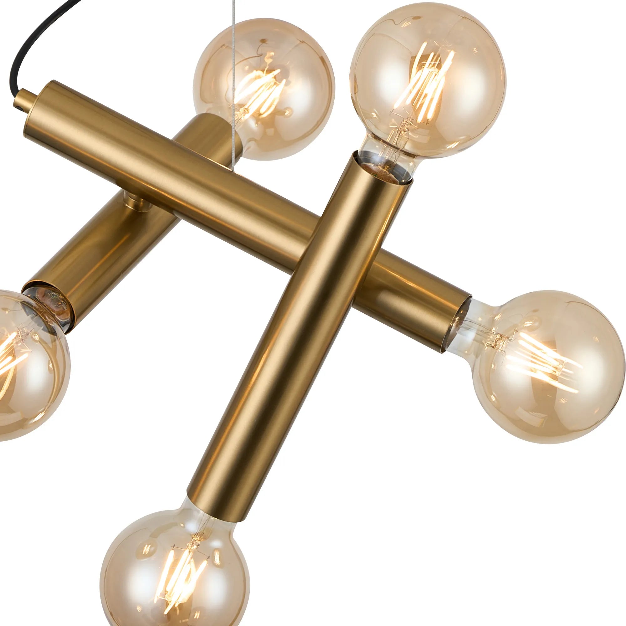 Taverley  3 Arm 5 Light Angled Pendant E27- Black/ Gold/ Nickel Finishes