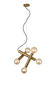 Taverley  3 Arm 5 Light Angled Pendant E27- Black/ Gold/ Nickel Finishes
